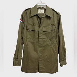 1978 Dutch Army Field Shirt Jacket Olive Drab Miltary Cotton Size 88 (S) Vintage
